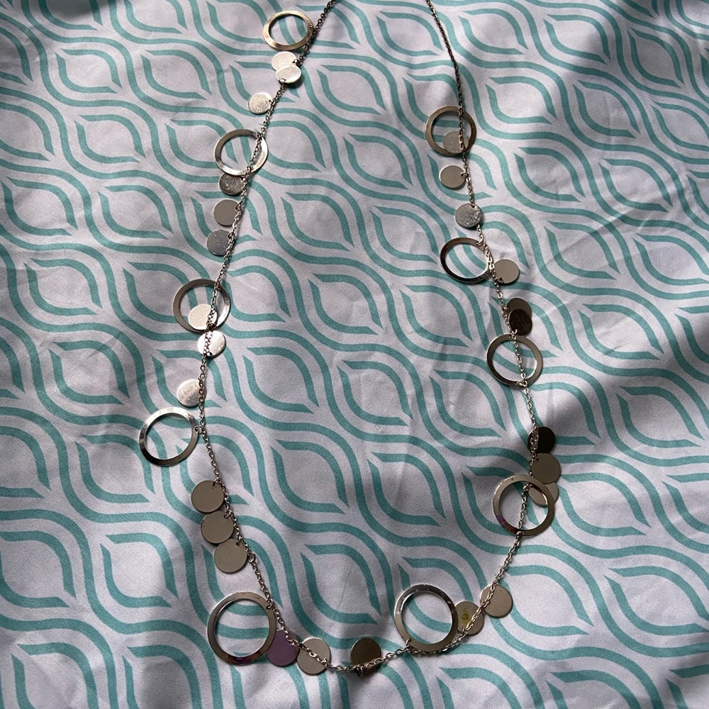 Long Silver Looped Necklace